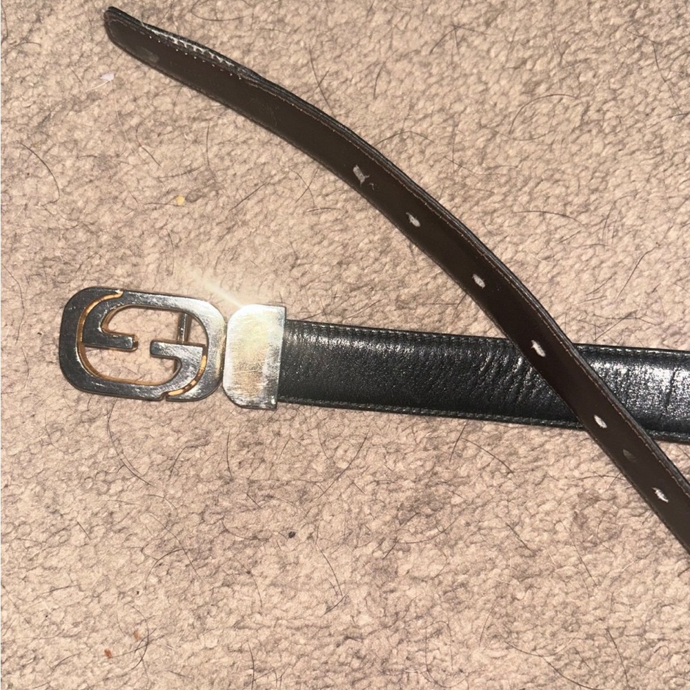 Black Leather Belt with Silver Buckle